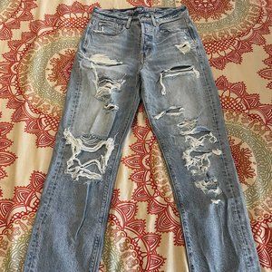 American Eagle High Waisted Distressed Mom Jeans